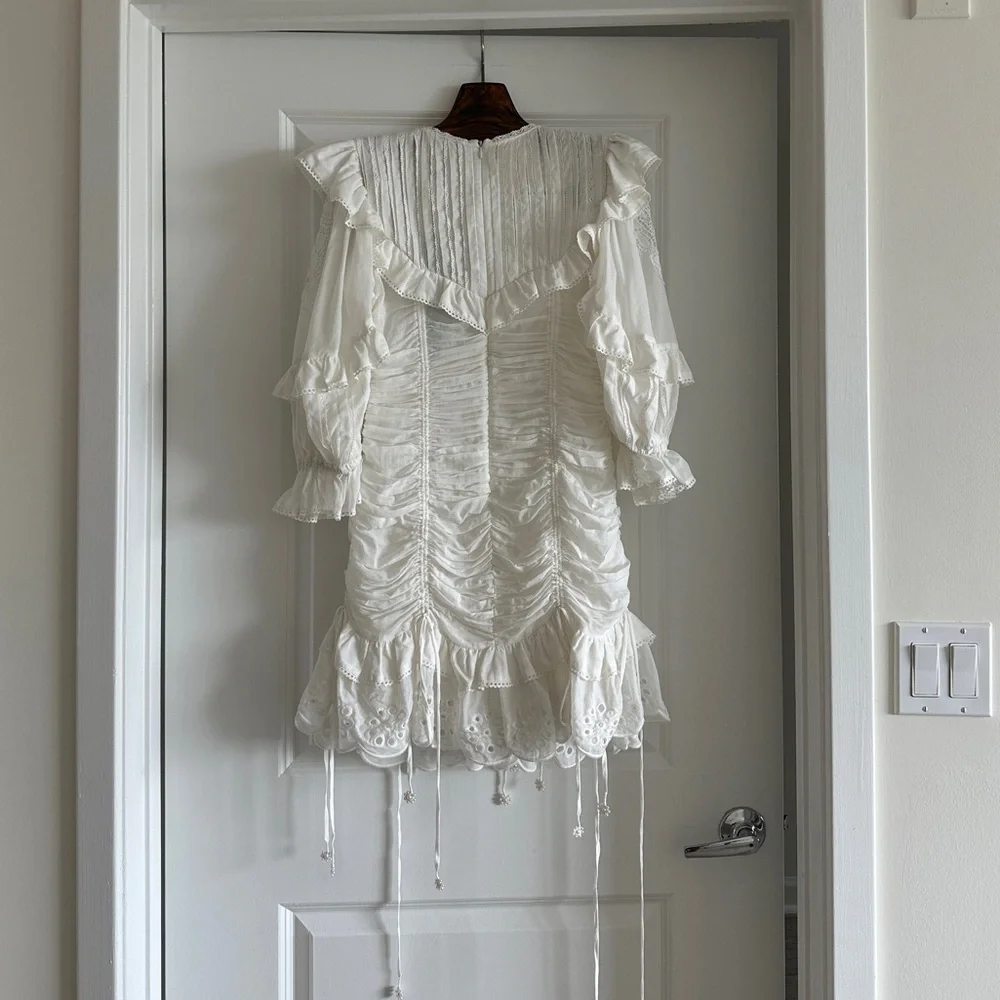 FARM Rio Cream Ruffled Eyelet Mini Dress - Picture 8 of 10